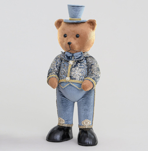 60cm Fabric Standing Boy Bear Blu