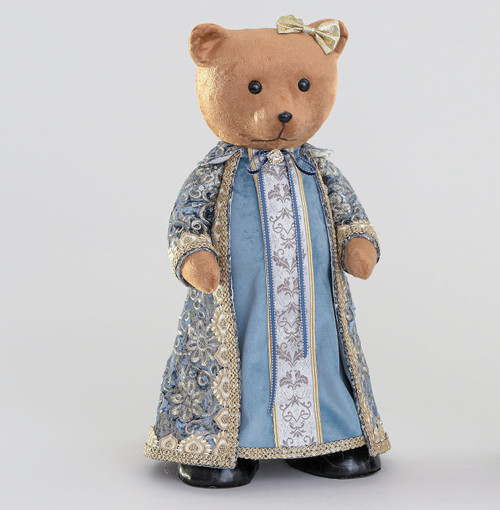 55cm Fabric Bear Girl  Orn. Blue