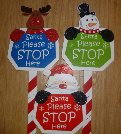 Santa Stop Signs 3 Designs