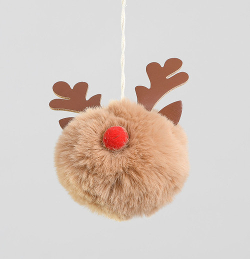 100mm Fluffy Reindeer Ball Decorat