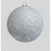 80mm Glitter Ball Decoration Silve