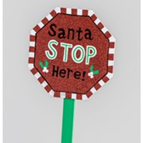 64cm Glitter Santa Stop Here Stake