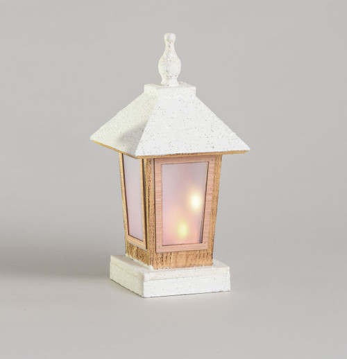37cm Wooden Lamp w/Light White