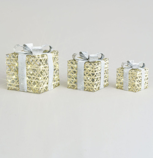25/20/15cm Giftbox x3 LED Chm/Sil