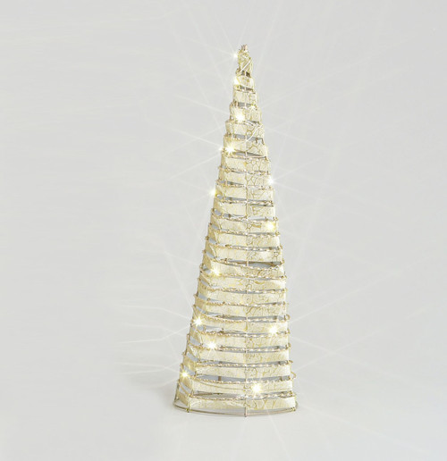 40cm Fabric Cone Orn w/LED Champ