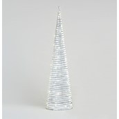 100cm Fabric Cone Orn. w/LED Silve