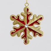 10cm Round S/Flake Dec Gold/Red