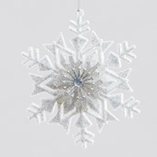 13cm Glitter S/Flake Dec White