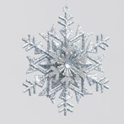 13cm Glitter S/Flake Dec Silver