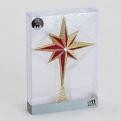 42cm Glitter Star Tree Top Red/Gol