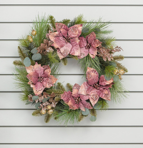 60cm Plush Poinsettia Wreath Rose