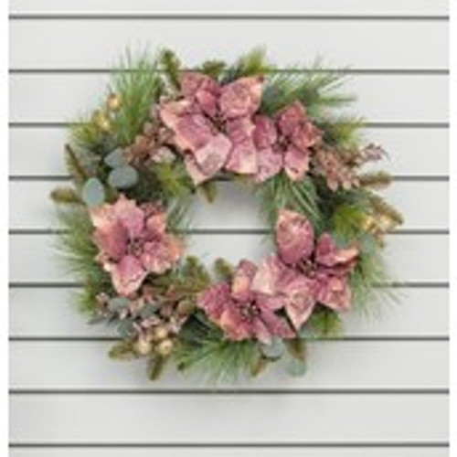 60cm Plush Poinsettia Wreath Rose