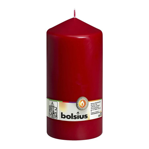 Bolsius Pillar candle Wine Red, single in cello (200 mm x 98 mm)