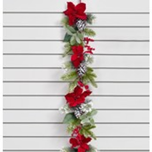 180cm Poinsettia/Cone Garland