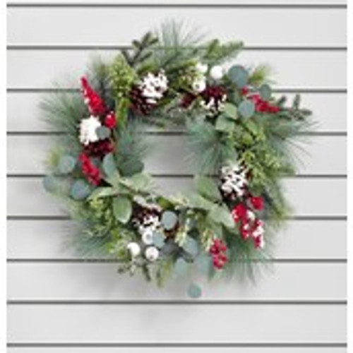 60cm Mixed Leaf/Cone/Berry Wreath