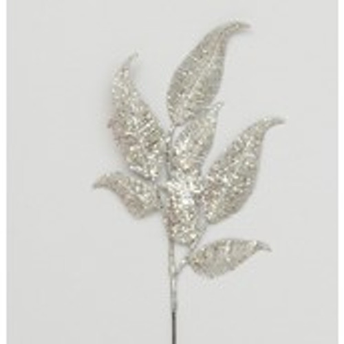 66cm Glitter Leaf x9 Champagne