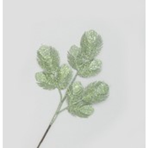 66cm Glitter Leaf x9 Lt Green