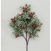 40cm Glitter Boxwood/Berry Spray
