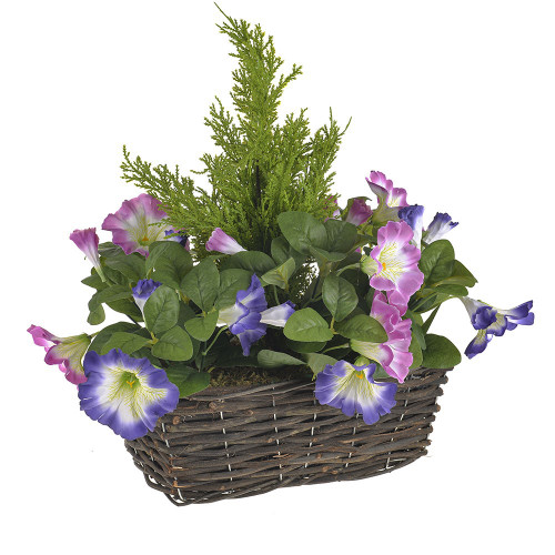 Morning Glory & Cypress Tree Window Basket Purple