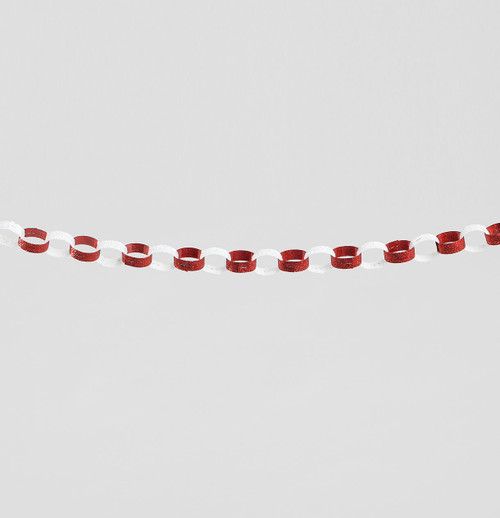 120cm Glitter Chain Garland Red/Wh