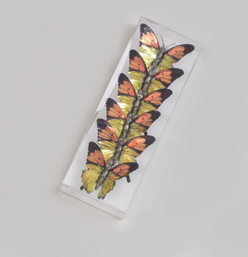 9cm Butterfly w/Clip x6 Gold