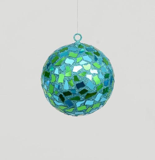 100mm Glitter Ball Dec Blue/Green