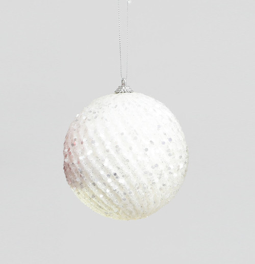 100mm Glitter/Sequin Ball White
