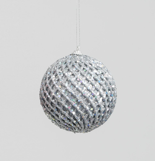 100mm Glitter/Sequin Ball Silver