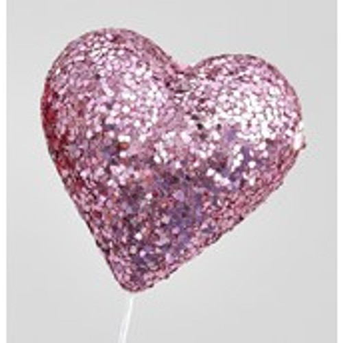 36cm Glitter Heart Decoration Pink