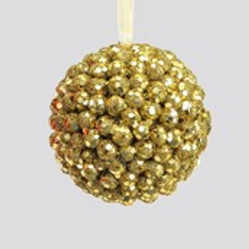 10cm Beaded Ball Decoration Gold