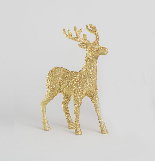 46cm Sequin Reindeer Ornament Gold