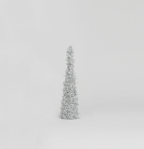 45cm Crystal Bead Cone Silver