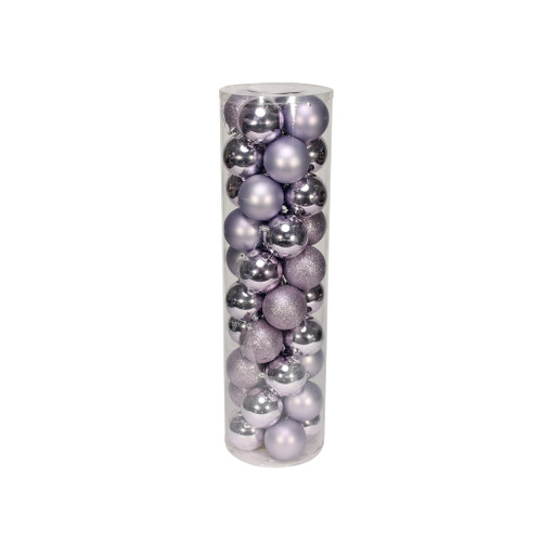 Lilac 8cm Plastic Ball in box (matt,shiny,glitter) x 48
