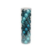 Turquoise 8cm Plastic Ball in box (matt,shiny,glitter) x 48