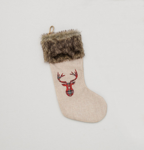 50cm Hessian Reindeer Stocking