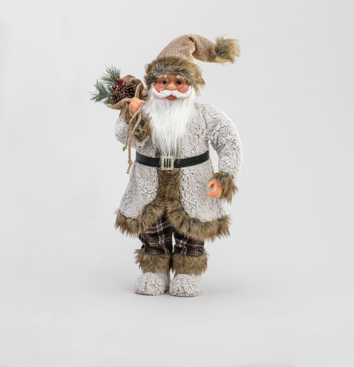 70cm Standing Santa w/Sack Cream