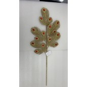 66Cm Peacock Leaf/Gem - Gold / Red