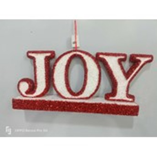 56Cm Joy Ornament - Red/White