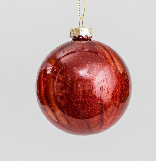 80mm Glass Bauble Shiny Red