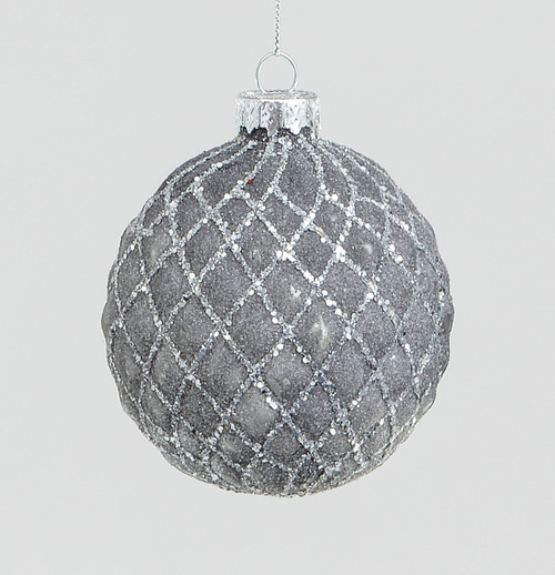 80mm Glass Lattice Ball Pewter