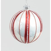 80mm Glass Pattern Ball White/Red