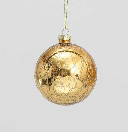 80mm Glass Loop Pattern Ball Gold