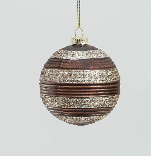 80mm Glass Glitter Circle Ball Brn