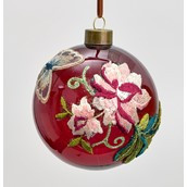 10cm Floral Fabric Ball Dec. Burg