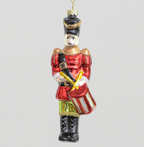 14cm Glass Drummer Decoration