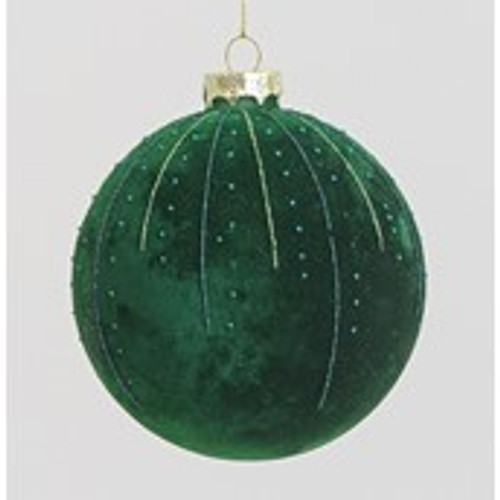 10cm Velvet Ball w/Pattern Emerald