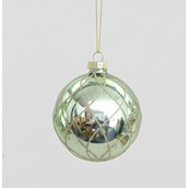 8cm Glass Ball Dec. Pattern Green