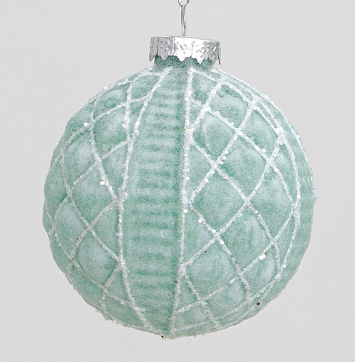 8cm Glass Frosted Pattern Ball Grn