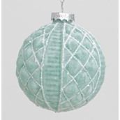 8cm Glass Frosted Pattern Ball Grn