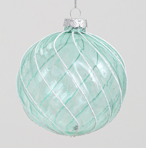 10cm Glass Swirl Pattern Ball Mint